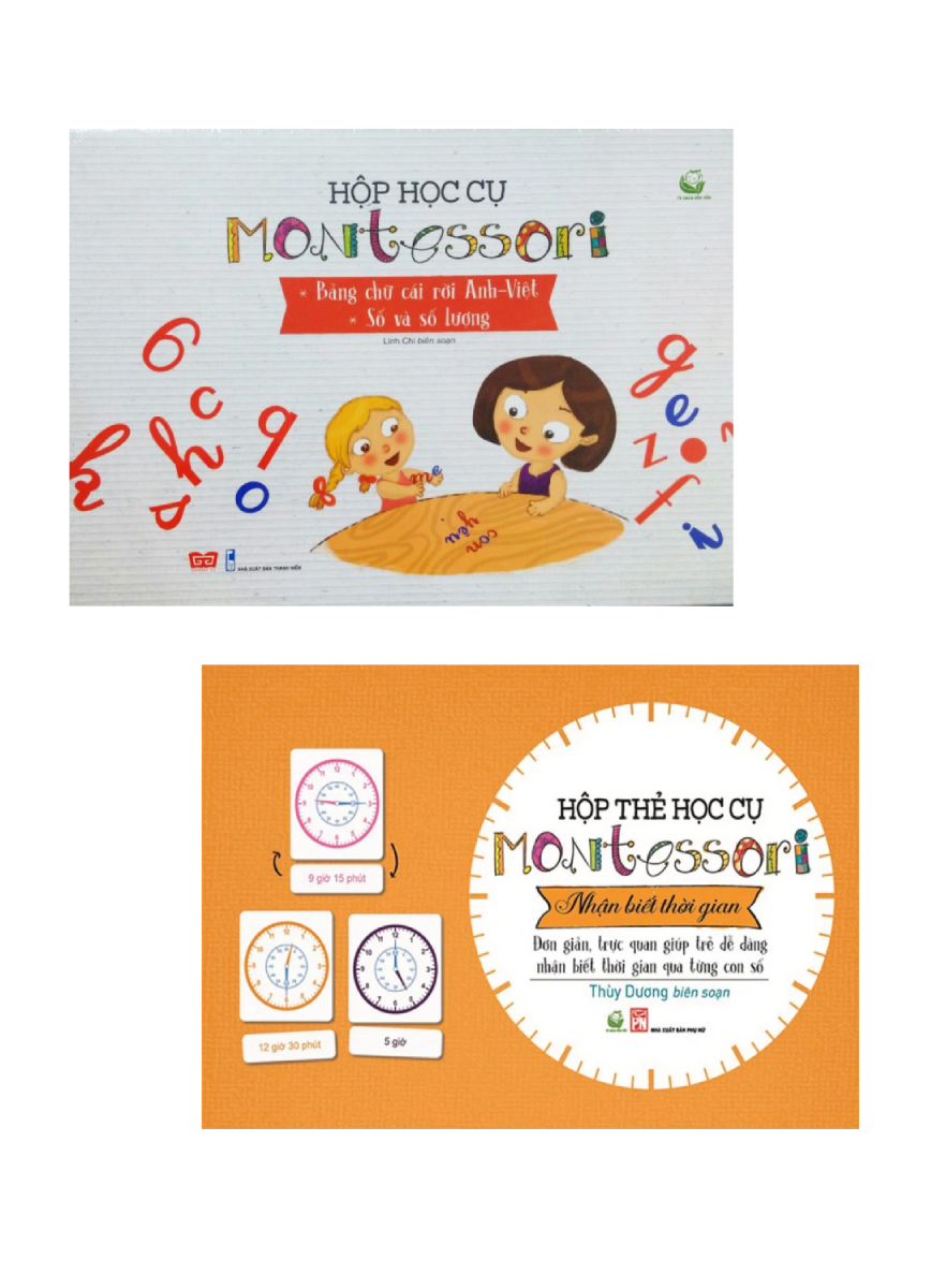 Combo Hộp Học Cụ Montessori: Nhận Biết Thời Gian + Bảng Chữ Cái Rời Anh-Việt: Số Và Số Lượng (Bộ 2 Hộp)